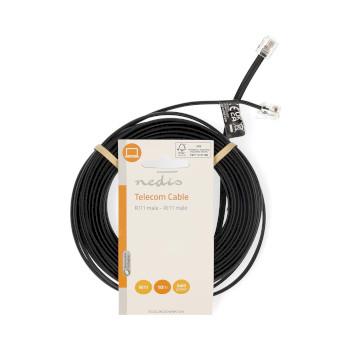 Telekommunikationskabel RJ11 Stecker RJ11 Stecker 10,0 m Kabelsdesign: Flach Gold - Nedis