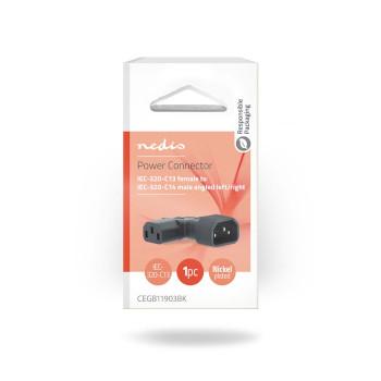 Verlängerungsstecker IEC-320-C13 IEC-320-C14 Links gewinkelt Vernickelt - Nedis