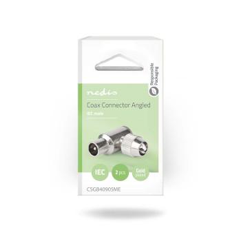 IEC (Coax) Stecker 90 Gewinkelt Male Vernickelt 75 Ohm Schraub - Nedis