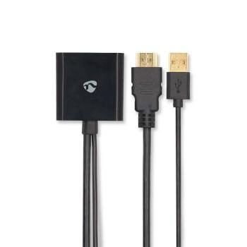 HDMI™-Adapter HDMI™-Stecker DisplayPort Stecker / USB-A Stecker - Nedis