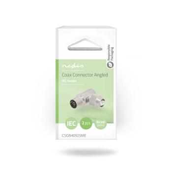 IEC (Coax) Stecker 90 Gewinkelt Buchse Vernickelt 75 Ohm - Nedis