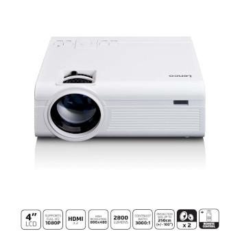 LCD-Projektor mit hoher Auflösung, unterstützt Full HD 1080P Inhalte Weiß - Lenco