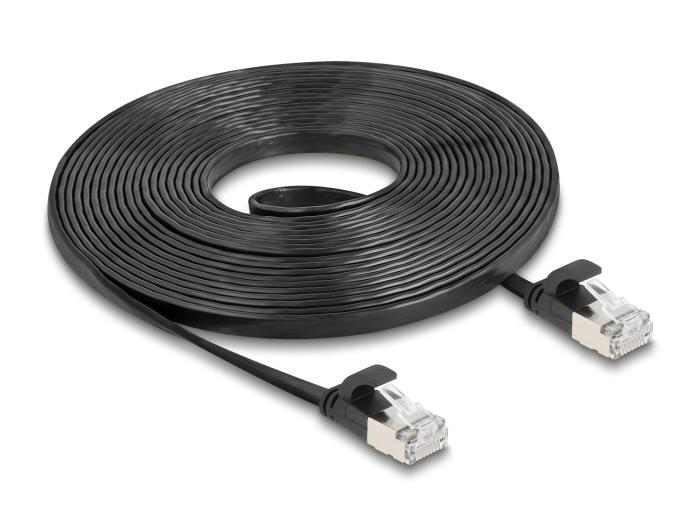 Delock RJ45 Flachband Patchkabel Stecker zu Stecker Cat.6A 5 m schwarz