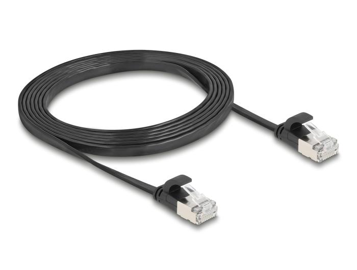 Delock RJ45 Flachband Patchkabel Stecker zu Stecker Cat.6A 2 m schwarz