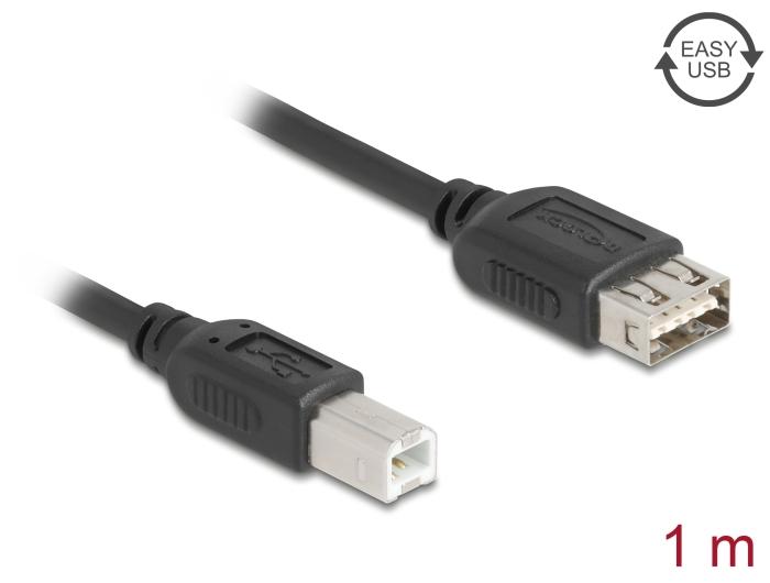 Delock USB 2.0 Kabel USB Typ-B Stecker zu EASY USB Typ-A Buchse 1 m