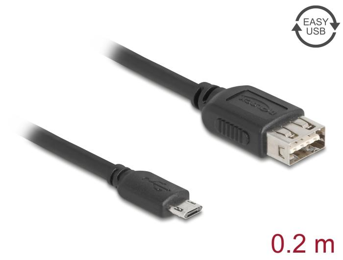 Delock USB 2.0 Kabel EASY USB Typ Micro-B Stecker zu EASY USB Typ-A Buchse