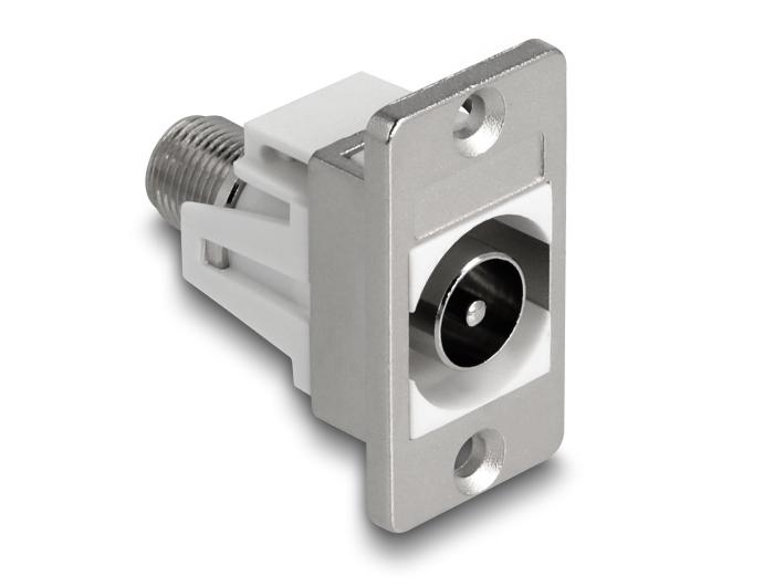 Delock Panel Mount IEC Stecker zu F Buchse silber/weiß