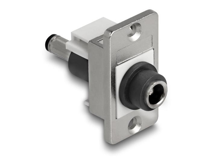 Delock Panel Mount DC 5,5 x 2,1 mm Buchse zu DC 5,5 x 2,5 mm Stecker silber