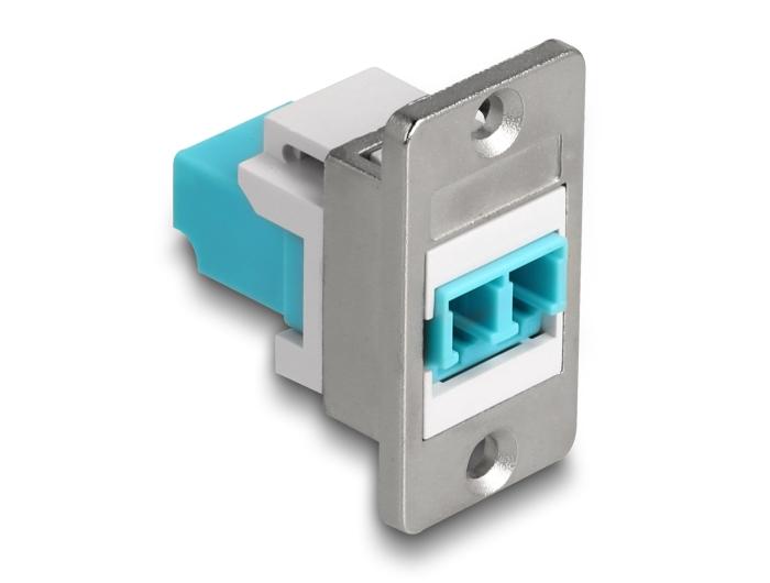 Delock Panel Mount LC Duplex LC Duplex zu LC Duplex Buchse silber / weiß