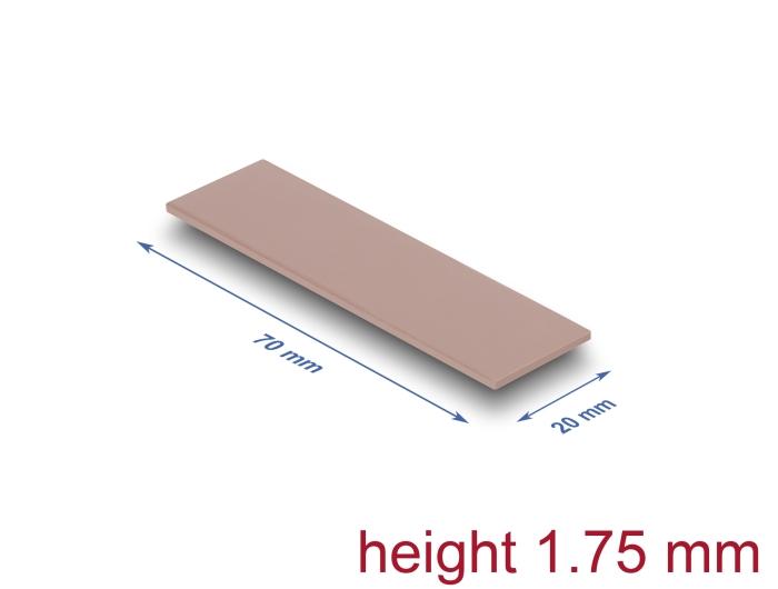 Delock Wärmeleitpad 70 x 20 x 1,75 mm für M.2 Module 3,0 W/mK - Silikonfrei