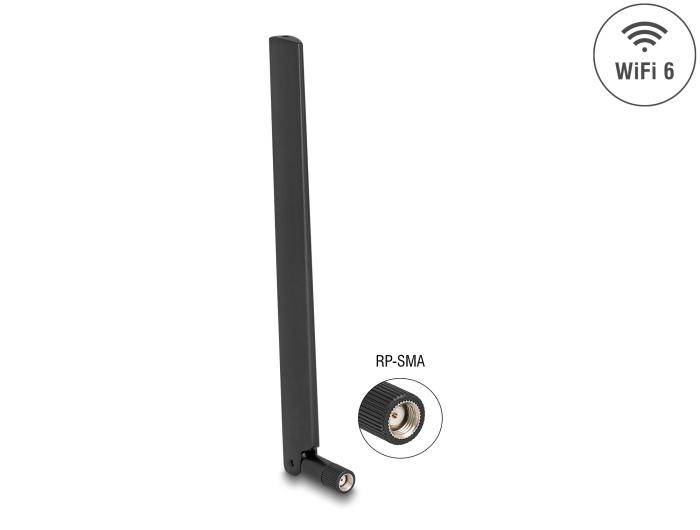 Delock WiFi 6 Antenne RP-SMA Stecker 3 - 6 dBi omnidirektional mit Kippgelenk