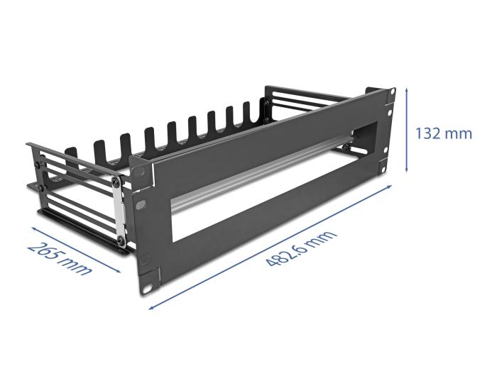 Delock 19″ Schutzschalterleiste mit Abdeckung, Kabelzugentlastungsschiene