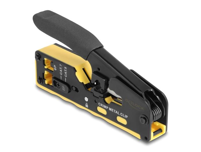 Delock Crimpzange für 6P/8P RJ45/RJ11 Stecker Cat. 5/6/7 mit Messer und Kabelschneider