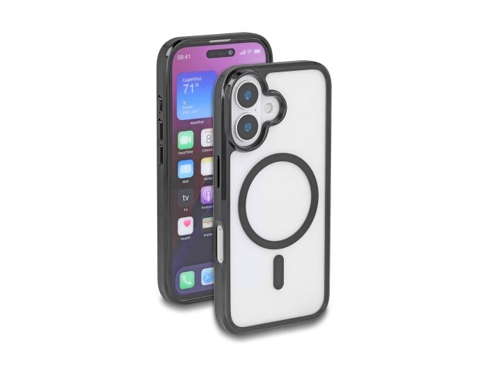 Delock Schutzhülle für iPhone 16 kompatibel mit MagSafe transparent-schw