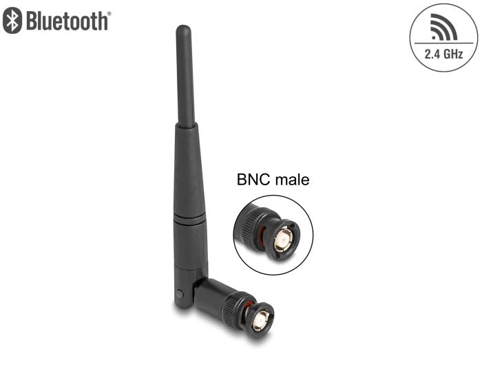 Delock WiFi 2,4 GHz Antenne BNC Stecker 2 dBi 14,5 cm omnidirektional mit