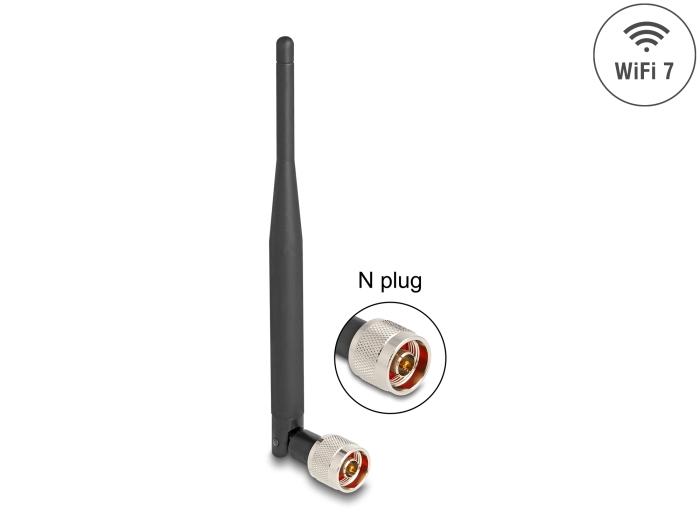Delock WiFi 7 Antenne N-Stecker 2 - 3 dBi 20,6 cm omnidirektional mit Schwenkfunktion