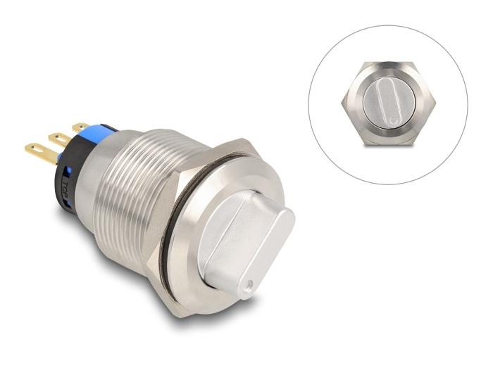 Delock Drehschalter zum Einbau 22 mm 3 x Lötanschluss