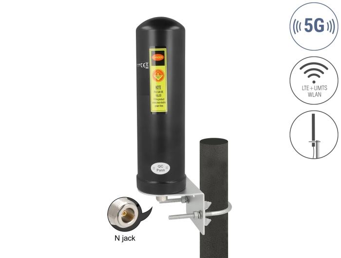 Delock 5G LTE Antenne N-Buchse 3 - 5 dBi omnidirektional Wand- und Mastmontage