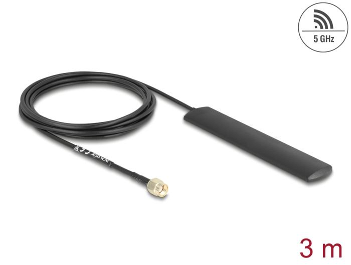 Delock WiFi 5,8 GHz Antenne RP-SMA 3 dBi 3m schwarz