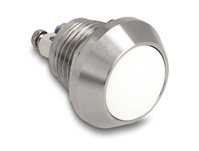 Delock Drucktaster zum Einbau 12 mm 2 x Schraubklemme weiß