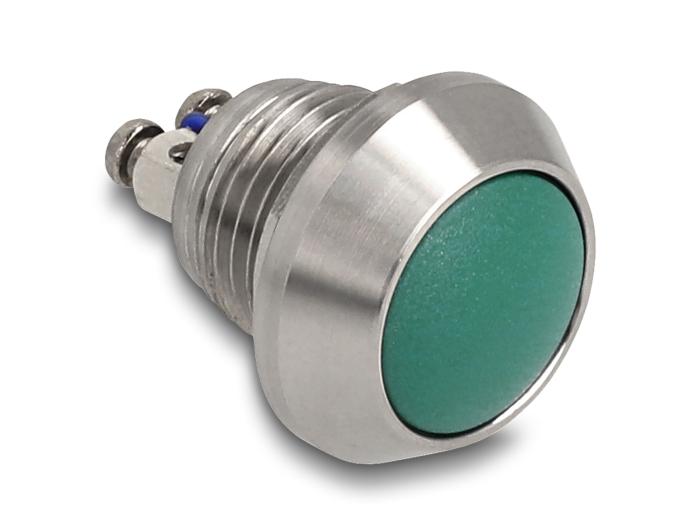 Delock Drucktaster zum Einbau 12 mm 2 x Schraubklemme grün