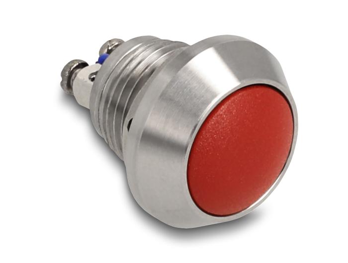 Delock Drucktaster zum Einbau 12 mm 2 x Schraubklemme rot