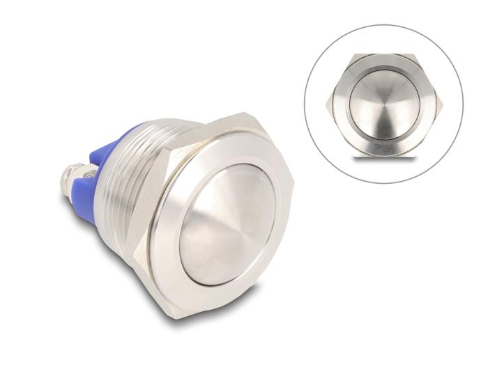 Delock Drucktaster zum Einbau 19 mm 2 x Schraubklemme Taster gewölbt