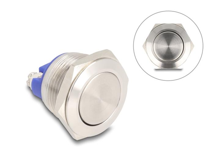 Delock Drucktaster zum Einbau 19 mm 2 x Schraubklemme flacher Taster