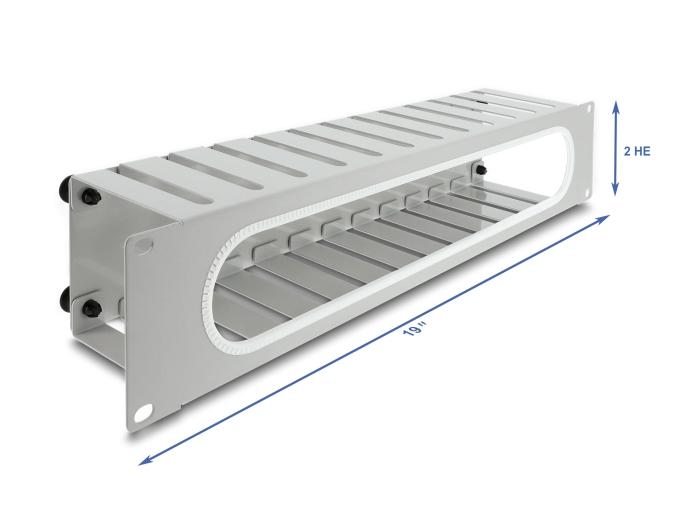 Delock 19″ 2 HE Kabelmanagement-Patchpanel mit Öffnung und Kantenschutz