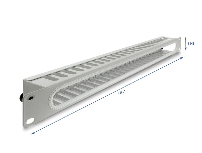 Delock 19″ 1 HE Kabelmanagement-Patchfeld mit Öffnung und Kantenschutz