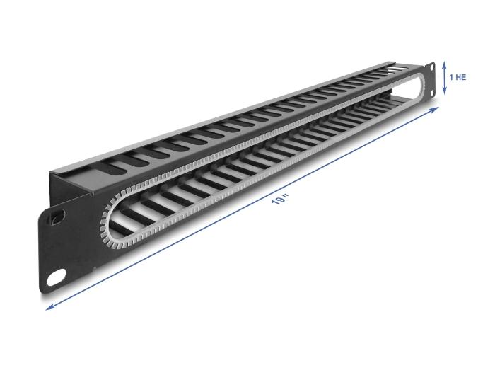 Delock 19″ 1 HE Kabelmanagement-Patchfeld mit Öffnung und Kantenschutz