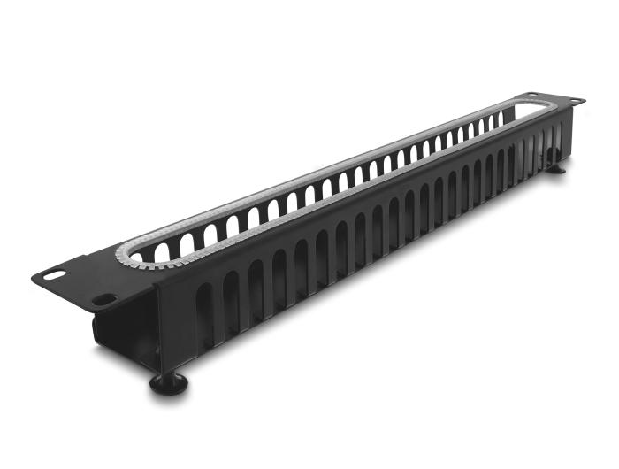 Delock 19″ 1 HE Kabelmanagement-Patchfeld mit Öffnung und Kantenschutz