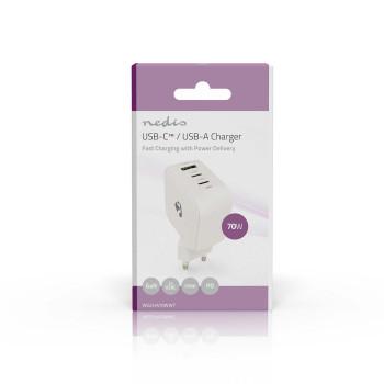 Ladegerät 70 W GaN PD3.0 Schnellladefunktion 1.5 / 2.25 / 2.5 / 3.0 / - Nedis