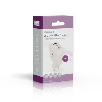 Ladegerät 70 W GaN PD3.0 Schnellladefunktion 1.5 / 2.25 / 2.5 / 3.0 / - Nedis