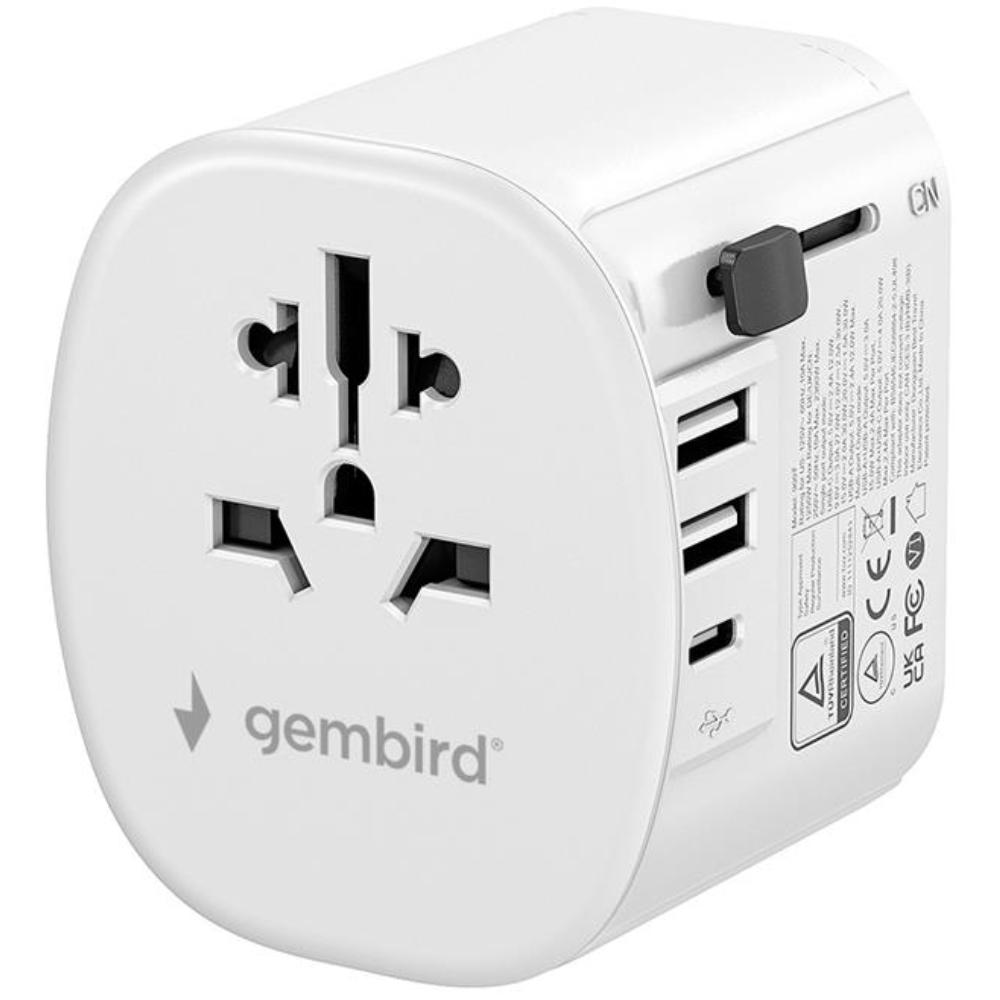 Erdetes Netzstecker-Reiseadapter mit USB-Ladegerät, 15 W, weiß