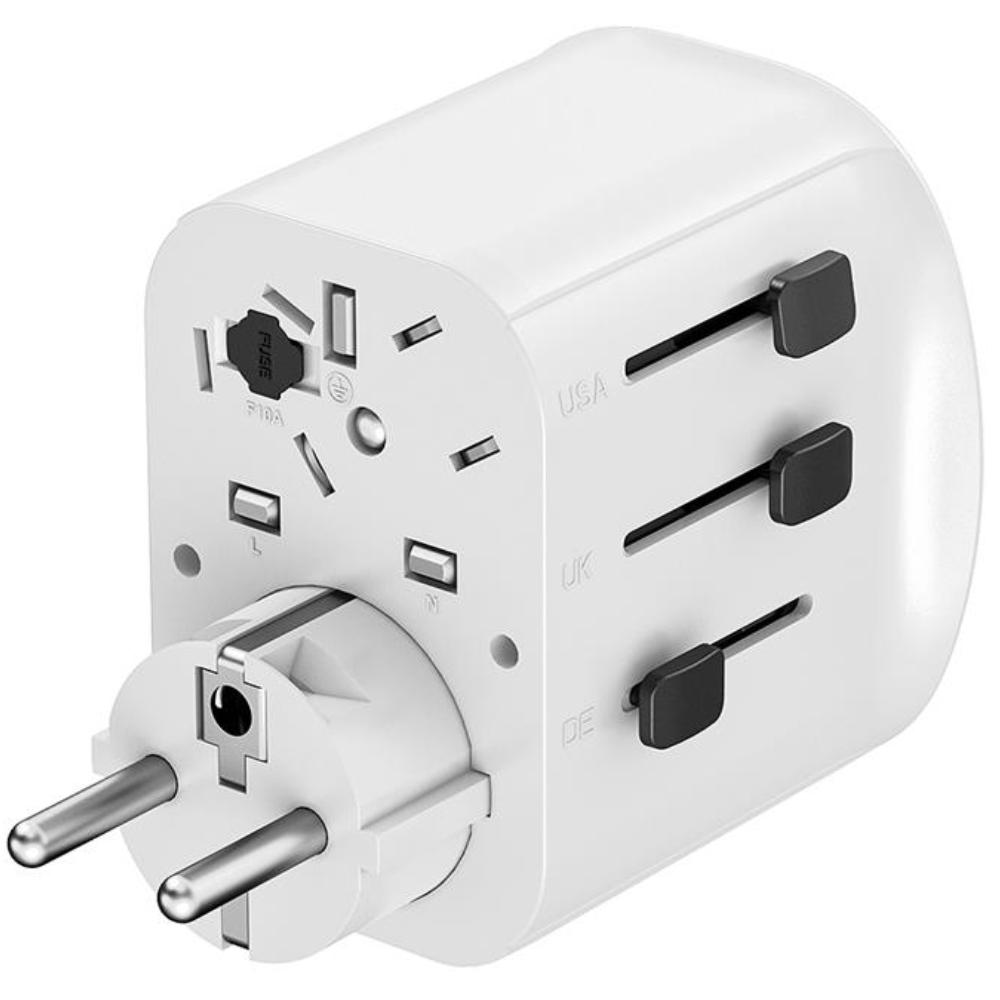 Erdetes Netzstecker-Reiseadapter mit USB-Ladegerät, 15 W, weiß