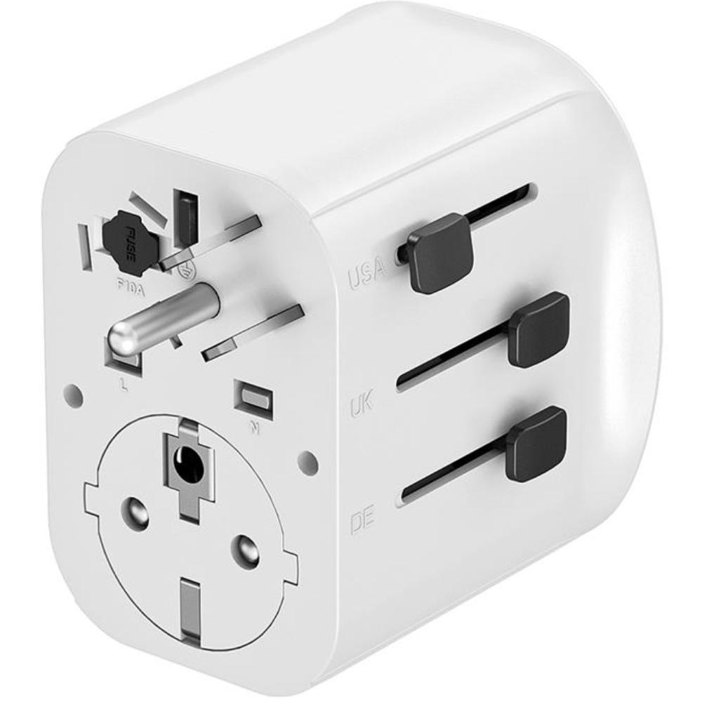 Erdetes Netzstecker-Reiseadapter mit USB-Ladegerät, 15 W, weiß