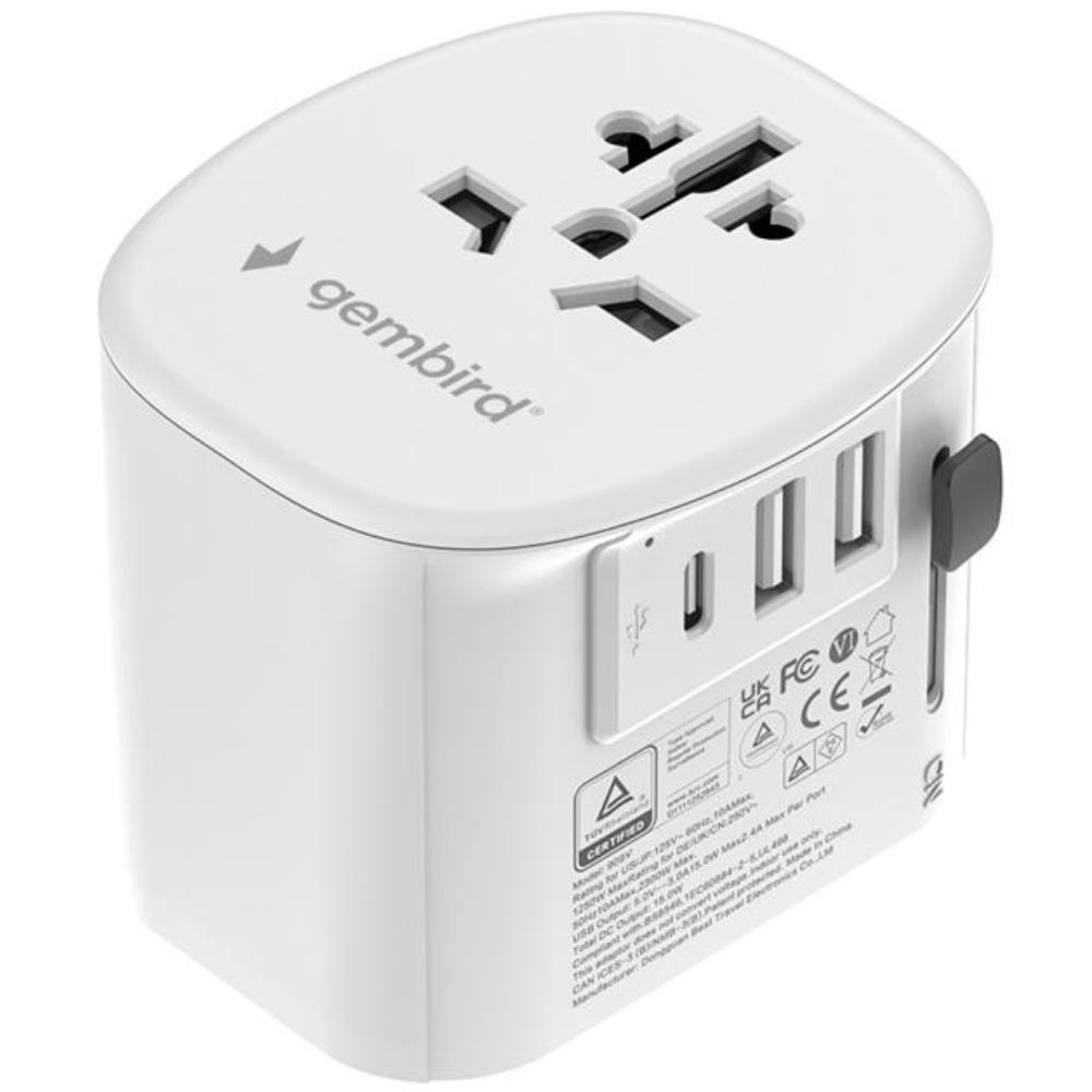 Erdetes Netzstecker-Reiseadapter mit USB-Ladegerät, 15 W, weiß