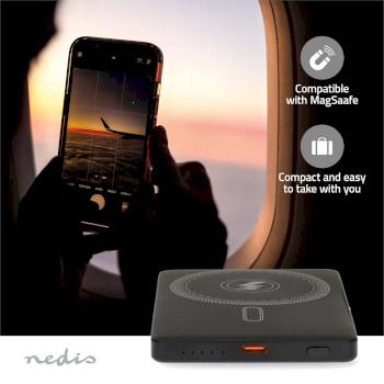 Powerbank 5000 mAh Kabelloses Laden 1.67 / 2.22 / 3.0 A Outputs: - Nedis