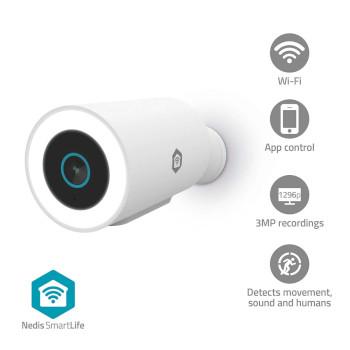 SmartLife Außenkamera Wi-Fi Spotlight 3MP Full HD 1296p - Nedis