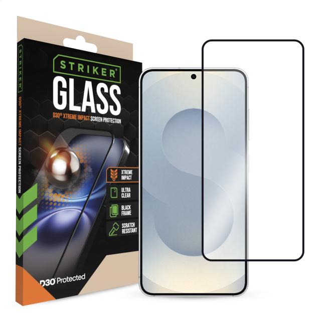 Striker D3O Xtreme Impact Glass Screen Protector - Black Frame - Samsung - Striker
