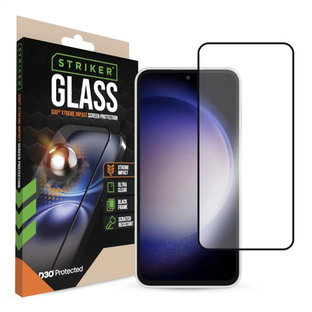 Striker D3O Xtreme Impact Glass Screen Protector - Black Frame - Samsung - Striker