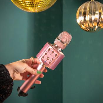 Bluetooth® Karaoke-Mikrofon mit Lautsprecher & Beleuchtung Rosa - Lenco