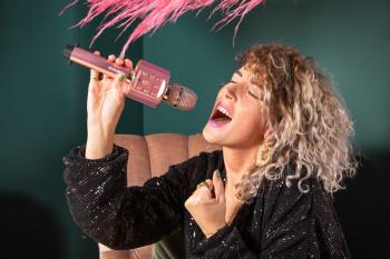 Bluetooth® Karaoke-Mikrofon mit Lautsprecher & Beleuchtung Rosa - Lenco