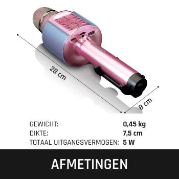 Bluetooth® Karaoke-Mikrofon mit Lautsprecher & Beleuchtung Rosa - Lenco