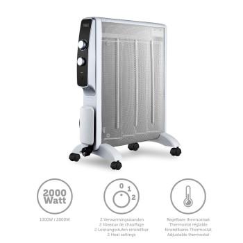 Mobile Mikathermische Elektroheizung auf Rädern 2000W Weiß - Trebs