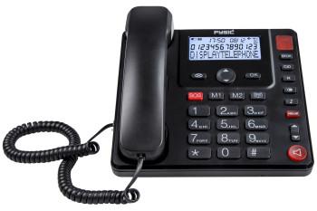 Kabelgebundenes Telefon mit großen Tasten und Display für Senioren Schwarz - Fysic