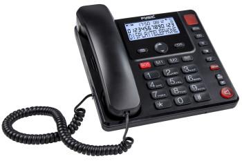 Kabelgebundenes Telefon mit großen Tasten und Display für Senioren Schwarz - Fysic