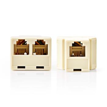 Telekommunikations-Splitter RJ11 Buchse 2x RJ11 (4/6) Buchse ABS Elfenbein Karton - Nedis