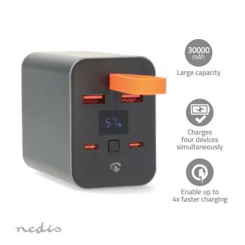 Powerbank 30000 mAh 1.5 / 2.0 / 3.0 / 5.0 A Ausgänge: 4 Ausgang: 2x - Nedis